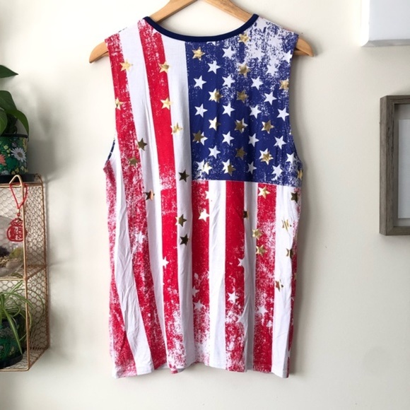 American Flag Memorial Day July 4th Tank Made In U.S.A Size Small Medium Large - Picture 4 of 11